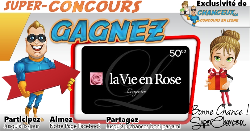 CONCOURS EXCLUSIF - Concours Gagnez une Carte-Cadeau La Vie en Rose de 50$