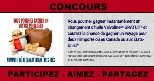 Concours Gagnez un voyage pour deux n’importe oû au Canada ou aux États-Unis! Concours Gagnez un voyage pour deux n’importe oû au Canada ou aux États-Unis!