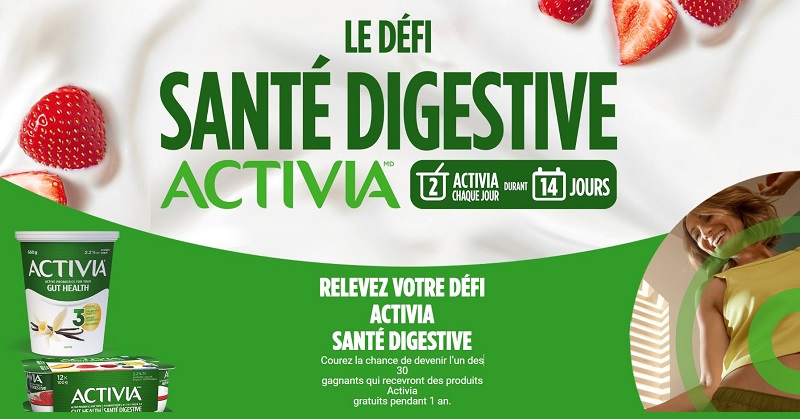 Concours 30 gagnants recevront des produits Activia gratuits pendant 1 an!