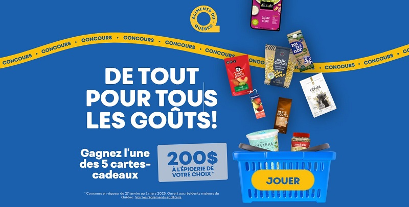 Concours Aliments du Québec - Gagnez l'une des 5 cartes-cadeaux d'épicerie de 200$!