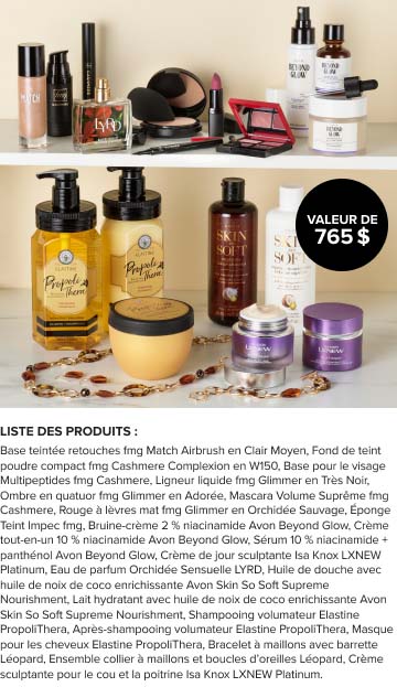 Concours AVON - Gagnez un ensemble de produits de beauté d'une valeur de 765$!