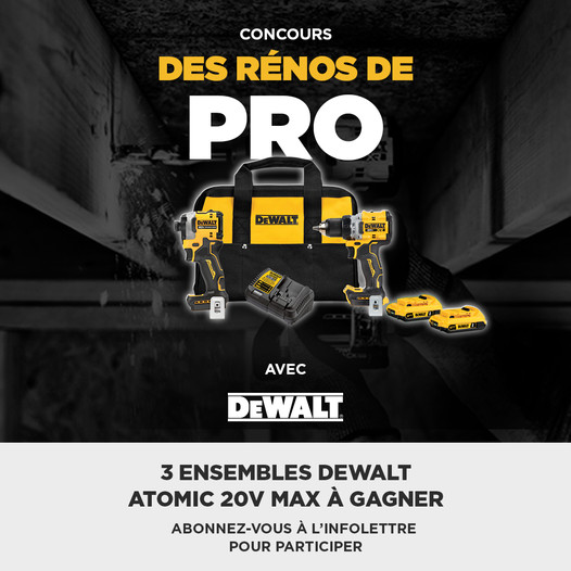 Concours BMR - Gagnez 1 des 3 prix signés Dewalt!