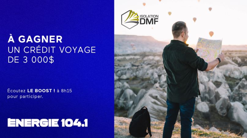 Concours Energie 104,1 - 3 000$ en crédit voyage à gagner !