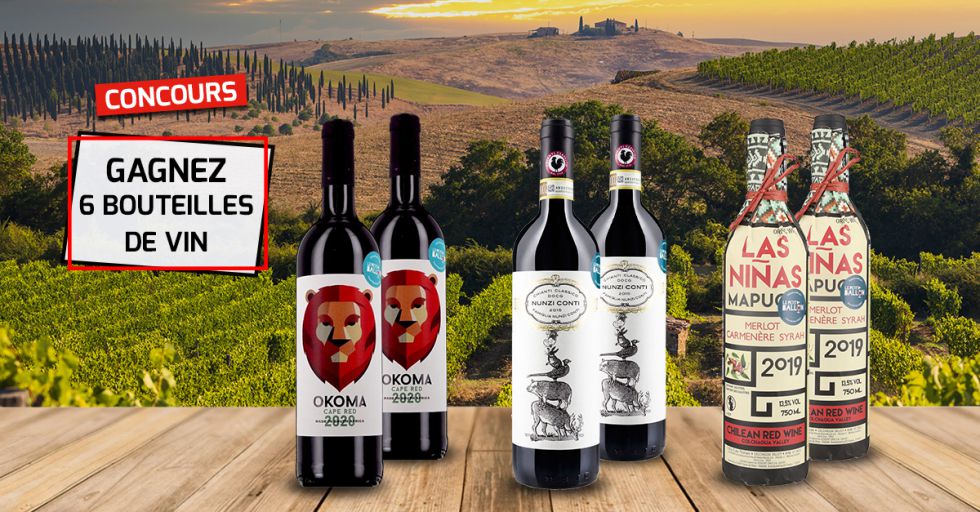 Concours Gagnez 1 coffret de 6 bouteilles de vin du monde!