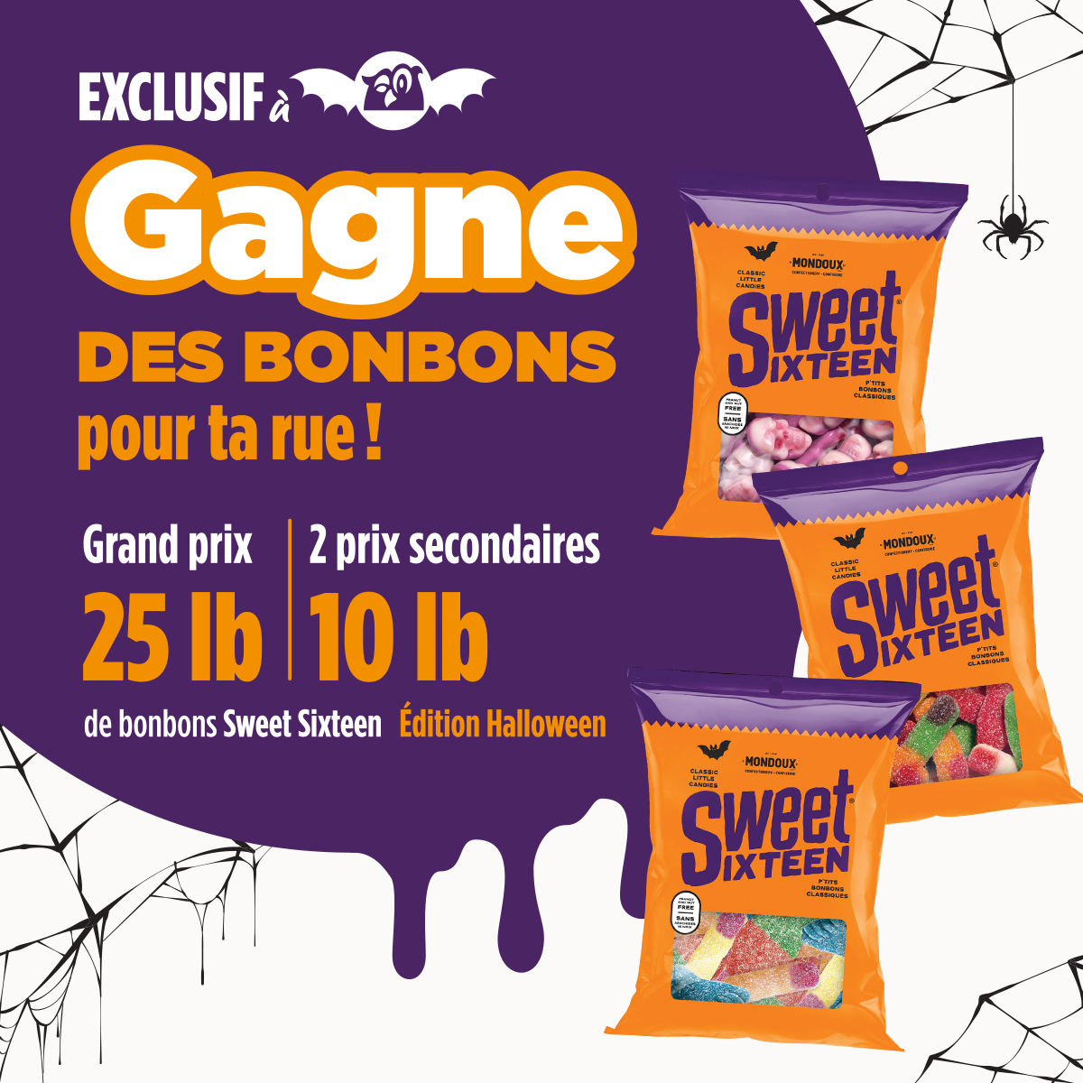 Concours Gagnez 25 lb de bonbons Sweet Sixteen Edition Halloween!