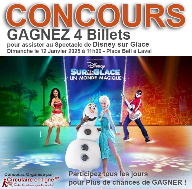 Concours Gagnez 4 Billets Disney sur Glace