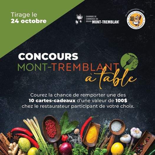 Concours Gagnez une carte-cadeau d’une valeur de 100$ chez le restaurateur participant de votre choix.