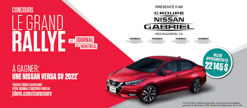 Concours Gagnez une Nissan Versa SV 2022 d’une valeur approximative de 22 145$! Concours Gagnez une Nissan Versa SV 2022 d’une valeur approximative de 22 145$!