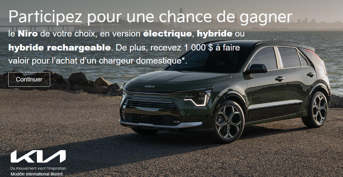 Concours Gagnez une voiture Kia Niro EV, HEV ou PHEV