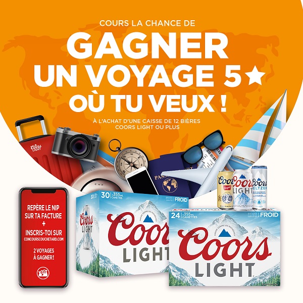 Concours PARS EN VOYAGE GRÂCE À COORS LIGHT! Concours PARS EN VOYAGE GRÂCE À COORS LIGHT!