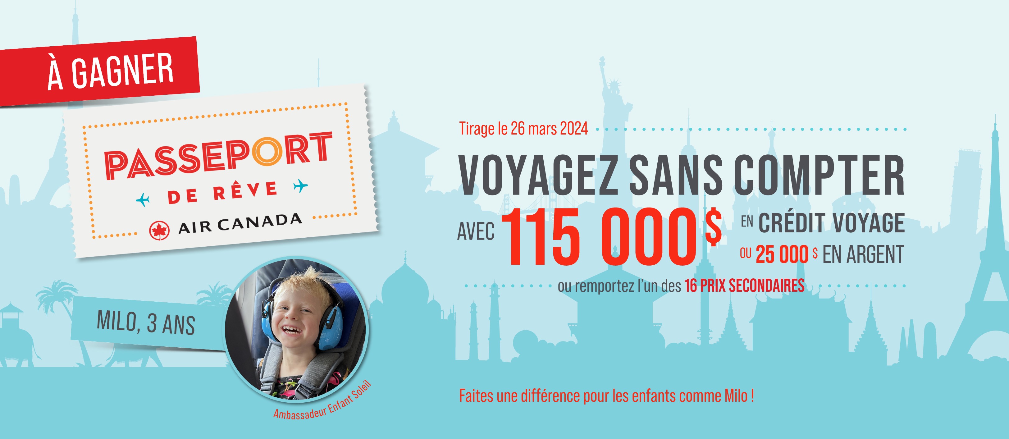 Concours Passeport de Rêve Air Canada avec Opération Enfant Soleil