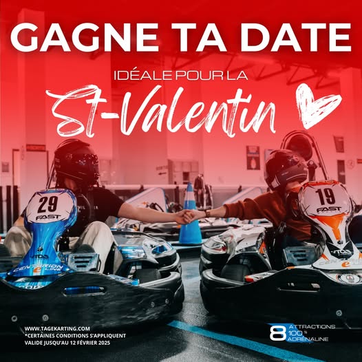 Concours TAG E-Karting & Amusement - Gagne ta date idéale pour la Saint-Valentin!