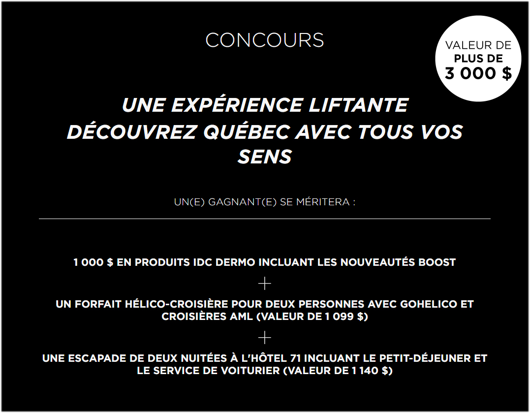 Concours une Expérience Liftante découvrez Québec avec tous vos Sens Concours une Expérience Liftante découvrez Québec avec tous vos Sens
