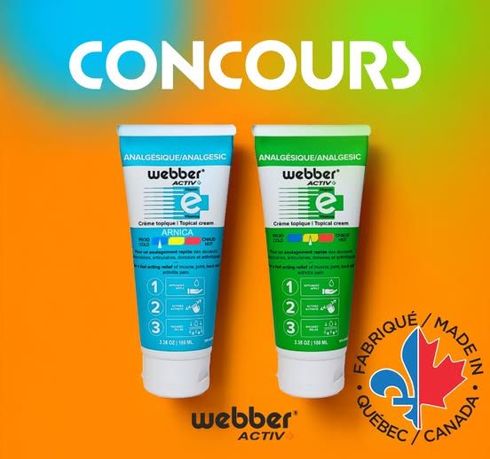 Concours WEBBERActiv+ - 5 gagnants auront la chance de remporter 2 crèmes analgésiques!